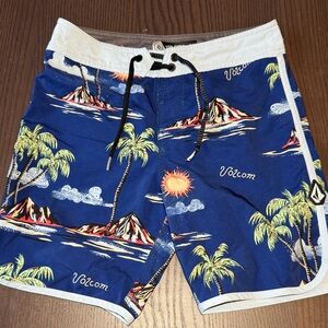 Volcom Island Print Blue Swim Shorts